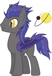 Size: 2320x3380 | Tagged: safe, artist:duskthebatpack, derpibooru import, oc, oc:helios aster, unofficial characters only, pony, bat wings, ear fluff, folded wings, male, simple background, slit eyes, smiling, solo, stallion, standing, transparent background, vector