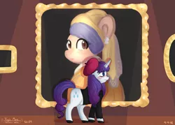 Size: 4900x3500 | Tagged: safe, artist:compassrose0425, derpibooru import, rarity, pony, unicorn, sweet and elite, beatnik rarity, beret, blushing, clothes, cutie mark, female, fine art parody, gallery, girl with a pearl earring, hat, mare, profile, smiling, solo, sweater