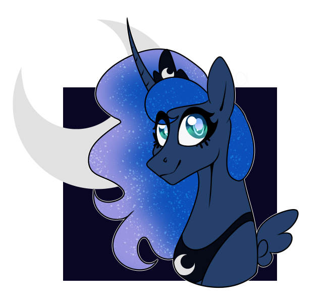 Size: 652x600 | Tagged: safe, artist:ask-azalea-grey, derpibooru import, part of a set, princess luna, alicorn, pony, bust, curved horn, cutie mark background, female, jewelry, looking at you, mare, regalia, simple background, smiling, solo, transparent background