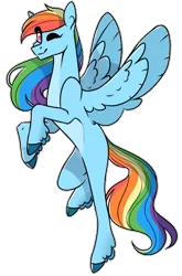 Size: 397x600 | Tagged: safe, artist:ask-azalea-grey, derpibooru import, rainbow dash, pegasus, pony, female, looking at you, mare, missing cutie mark, one eye closed, simple background, smiling, solo, spread wings, transparent background, wings, wink