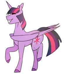 Size: 524x600 | Tagged: safe, artist:ask-azalea-grey, derpibooru import, twilight sparkle, twilight sparkle (alicorn), alicorn, pony, cutie mark, eyes closed, female, mare, raised hoof, request, simple background, smiling, solo, transparent background