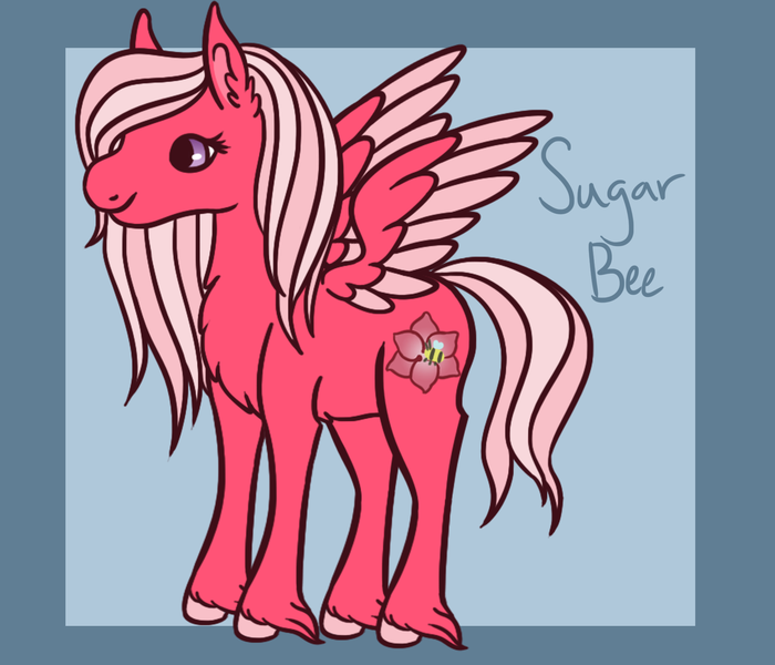 Size: 1750x1500 | Tagged: safe, artist:misskanabelle, derpibooru import, oc, oc:sugar bee, unofficial characters only, pegasus, pony, abstract background, chest fluff, colored wings, colored wingtips, ear fluff, female, hoof fluff, image, mare, offspring, parent:big macintosh, parent:fluttershy, parents:fluttermac, pegasus oc, png, signature, solo, two toned wings, unshorn fetlocks, wings