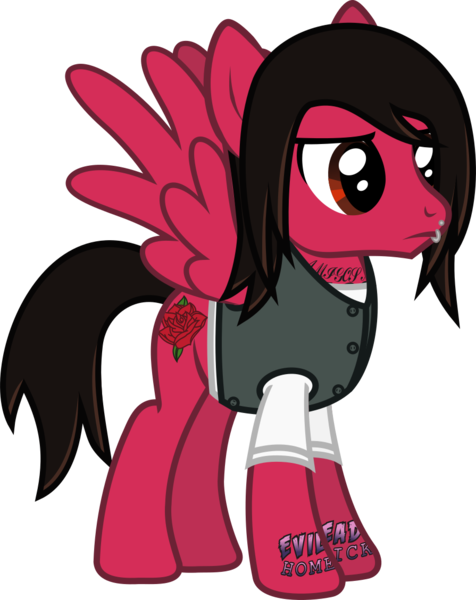 Size: 954x1204 | Tagged: safe, artist:lightningbolt, derpibooru import, ponified, pegasus, pony, .svg available, clothes, frown, hair over one eye, lip piercing, male, mike fuentes, pierce the veil, piercing, shirt, simple background, solo, spread wings, stallion, standing, svg, tattoo, transparent background, undershirt, vector, vest, wings
