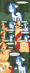 Size: 2000x4900 | Tagged: safe, artist:jase1505, deleted from derpibooru, derpibooru import, sunset shimmer, oc, oc:cold wave, oc:suncrisp, pony, unicorn, comic:spiraling together, alternate hairstyle, alternate universe, comic, scar, sunjackspiral