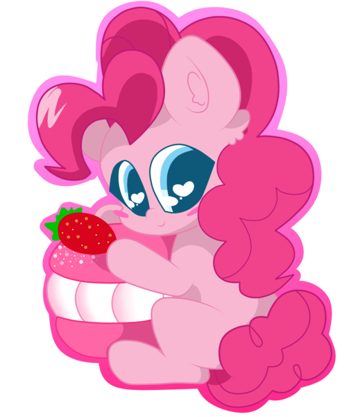 Size: 3207x3711 | Tagged: safe, artist:kittyrosie, derpibooru import, pinkie pie, earth pony, pony, chibi, female, food, heart eyes, macaron, mare, simple background, solo, transparent background, wingding eyes