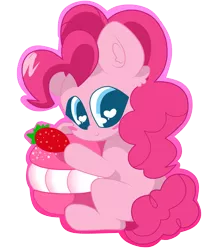 Size: 3207x3711 | Tagged: safe, artist:kittyrosie, derpibooru import, pinkie pie, earth pony, pony, chibi, female, food, heart eyes, macaron, mare, simple background, solo, transparent background, wingding eyes