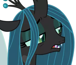 Size: 3944x3375 | Tagged: artist:sketchmcreations, changeling, crown, derpibooru import, disguise, disguised changeling, fangs, floppy ears, horn, jewelry, ocellus, open mouth, queen chrysalis, regalia, sad, safe, simple background, transparent background, vector, what lies beneath, wings