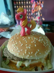 Size: 3456x4608 | Tagged: big mac (burger), big macintosh, blind bag, burger, derpibooru import, food, hamburger, mcdonald's, mcdonald's happy meal toys, namesake, safe, toy