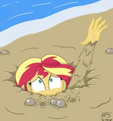 Size: 617x661 | Tagged: semi-grimdark, artist:hefess, derpibooru import, sunset shimmer, equestria girls, abuse, asphyxiation, bubble, cropped, drowning, imminent death, quicksand, scared, shimmerbuse, signature, this will end in death, this will end in tears and/or death