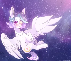 Size: 1024x882 | Tagged: safe, artist:emily-826, derpibooru import, oc, oc:shylu, unofficial characters only, pegasus, pony, female, heterochromia, mare, solo, space