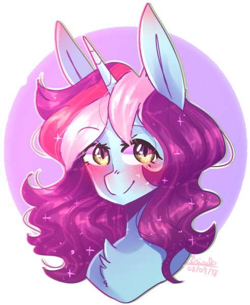 Size: 762x931 | Tagged: safe, artist:emily-826, derpibooru import, oc, oc:rainbow kitty, unofficial characters only, pony, unicorn, bust, female, mare, portrait, simple background, solo, transparent background