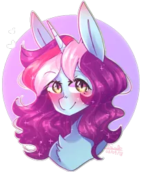 Size: 762x931 | Tagged: safe, artist:emily-826, derpibooru import, oc, oc:rainbow kitty, unofficial characters only, pony, unicorn, bust, female, mare, portrait, simple background, solo, transparent background