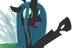 Size: 5094x3375 | Tagged: artist:sketchmcreations, changeling, cute, cutealis, derpibooru import, disguise, disguised changeling, dork, dorkalis, happy, ocellus, open mouth, queen chrysalis, raised hoof, safe, simple background, smiling, transparent background, vector, what lies beneath, when she smiles