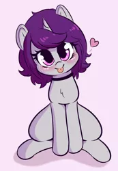 Size: 500x721 | Tagged: safe, artist:wickedsilly, derpibooru import, oc, oc:wicked silly, unofficial characters only, pony, unicorn, blushing, choker, cute, female, heart, looking at you, mare, ocbetes, simple background, smiling, solo, tongue out, white background, wickedsilly is trying to murder us