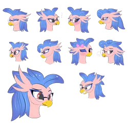 Size: 5000x5000 | Tagged: absurd resolution, artist:lunar froxy, blushing, classical hippogriff, derpibooru import, expressions, female, glasses, hippogriff, oc, oc:vivian iolani, safe, simple background, solo, transparent background, unofficial characters only