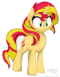 Size: 1939x2500 | Tagged: safe, artist:soctavia, derpibooru import, sunset shimmer, butterfly, pony, unicorn, blushing, butterfly on nose, cute, female, insect on nose, mare, shimmerbetes, simple background, smiling, solo, transparent background, wavy mouth
