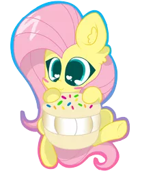 Size: 2825x3401 | Tagged: safe, artist:kittyrosie, derpibooru import, fluttershy, pegasus, pony, chibi, female, food, heart eyes, macaron, mare, simple background, solo, transparent background, wingding eyes