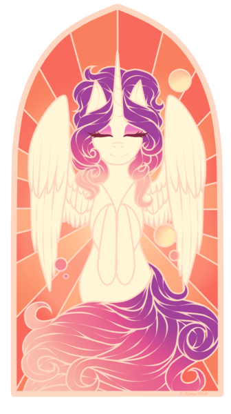 Size: 1024x1829 | Tagged: safe, artist:kimyowolf, derpibooru import, oc, oc:vespere campana, unofficial characters only, alicorn, pony, female, mare, simple background, solo, stained glass, transparent background