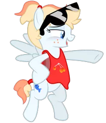 Size: 3792x4424 | Tagged: safe, artist:1ittlebird, derpibooru import, oc, oc:mango, pegasus, pony, clothes, female, mare, shirt, simple background, solo, sunglasses, transparent background