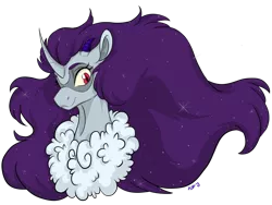 Size: 1024x768 | Tagged: safe, artist:ask-y, derpibooru import, oc, oc:bedlam, hybrid, bust, female, interspecies offspring, offspring, parent:discord, parent:princess luna, parents:lunacord, portrait, simple background, solo, transparent background