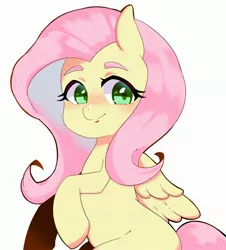 Size: 2444x2706 | Tagged: safe, artist:koto, derpibooru import, fluttershy, pegasus, pony, cute, female, looking at you, mare, shyabetes, simple background, solo, white background