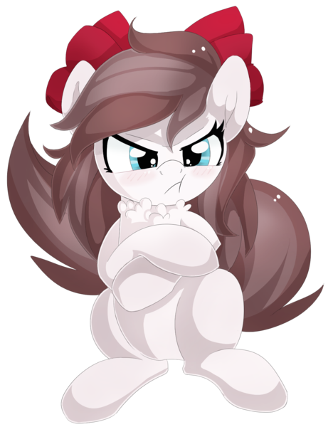 Size: 1200x1538 | Tagged: safe, artist:xsidera, derpibooru import, oc, oc:aurelia freefeather, oc:aurelleah, oc:aurry, unofficial characters only, pegasus, pony, blushing, bow, chest fluff, clothes, commission, cute, female, fluffy, fluffy mane, fluffy tail, frown, grumpy, hair bow, mare, simple background, sitting, solo, transparent background, tsundere