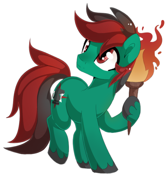 Size: 952x1000 | Tagged: safe, artist:xsidera, derpibooru import, oc, oc:forest farseer, unofficial characters only, earth pony, pony, aurelleah fan club, simple background, solo, torch, transparent background