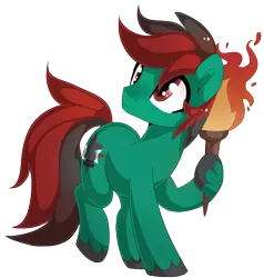 Size: 952x1000 | Tagged: safe, artist:xsidera, derpibooru import, oc, oc:forest farseer, unofficial characters only, earth pony, pony, aurelleah fan club, simple background, solo, torch, transparent background