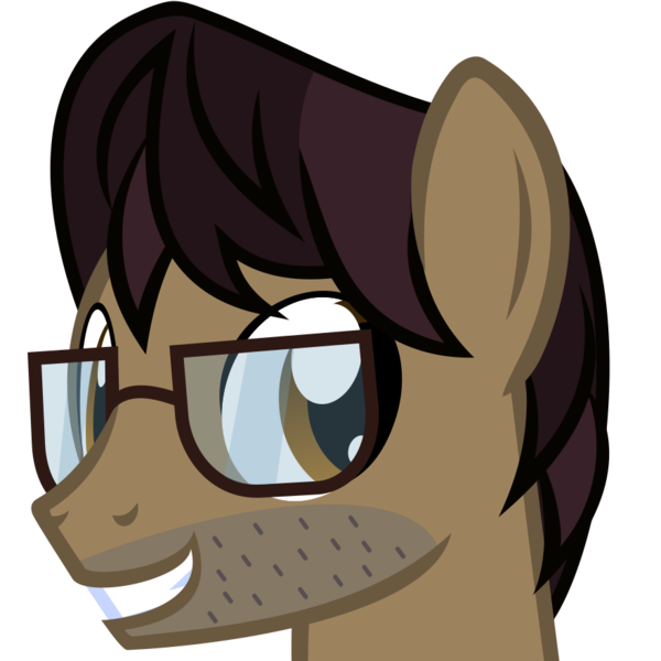 Size: 880x880 | Tagged: safe, artist:the smiling pony, derpibooru import, oc, unofficial characters only, pony, derpibooru, avatar, beard, bust, derpibooru badge, facial hair, five o'clock shadow, glasses, male, meta, portrait, simple background, smiling, solo, stallion, stubble, transparent background, vector