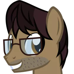 Size: 880x880 | Tagged: safe, artist:the smiling pony, derpibooru import, oc, unofficial characters only, pony, derpibooru, avatar, beard, bust, derpibooru badge, facial hair, five o'clock shadow, glasses, male, meta, portrait, simple background, smiling, solo, stallion, stubble, transparent background, vector