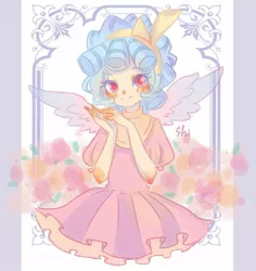 Size: 1115x1182 | Tagged: artist:shimelody, colored pupils, cozybetes, cozy glow, cute, derpibooru import, female, human, humanized, safe, solo, winged humanization, wings