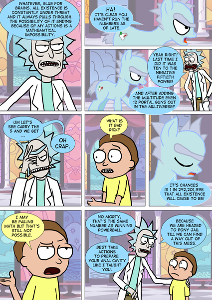 Size: 800x1130 | Tagged: safe, artist:imbriaart, derpibooru import, ponified, earth pony, human, pony, comic:magic princess war, clothes, comic, crossover, hilarious in hindsight, morty smith, rick and morty, rick sanchez, self ponidox