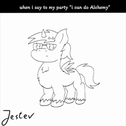 Size: 480x480 | Tagged: safe, artist:jesterpi, derpibooru import, oc, oc:jester pi, unofficial characters only, pegasus, pony, alchemist, alchemy, animated, black and white, dancing, drug dealer, drugs, grayscale, horns, lineart, meme, monochrome, sketch, song, sound, sunglasses, video, webm