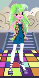 Size: 347x690 | Tagged: safe, artist:spike fancy, derpibooru import, lemon zest, equestria girls, clothes, dress, dressup game, female, high heels, lipstick, looking at you, pantyhose, shoes, starsue