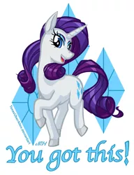 Size: 720x937 | Tagged: safe, artist:texasuberalles, derpibooru import, part of a set, rarity, pony, unicorn, colored hooves, cutie mark background, female, looking at you, mare, raised hoof, simple background, solo, white background, you got this