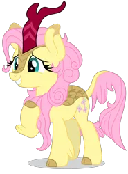 Size: 5229x7071 | Tagged: safe, artist:dragonchaser123, derpibooru import, fluttershy, kirin, sounds of silence, absurd resolution, cute, female, grin, kirin fluttershy, kirinified, leonine tail, mare, pointing at self, shyabetes, simple background, smiling, solo, species swap, transparent background