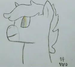 Size: 2448x2186 | Tagged: safe, artist:dazzlingflash, derpibooru import, oc, oc:nootaz, unofficial characters only, pony, unicorn, smiling, traditional art