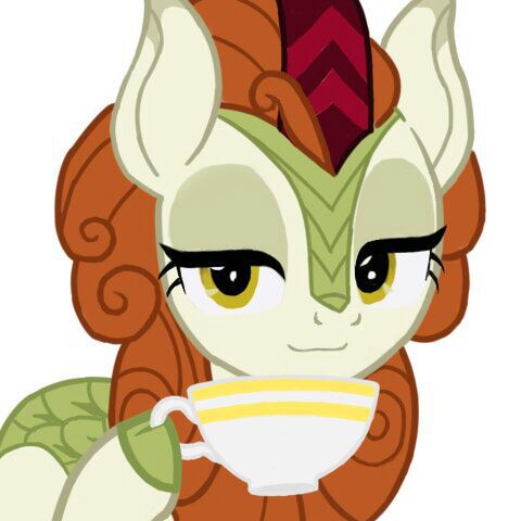 Size: 480x480 | Tagged: artist needed, safe, derpibooru import, edit, autumn blaze, kirin, sounds of silence, cup, hoof hold, lidded eyes, needs more jpeg, simple background, smiling, smug, solo, teacup, white background