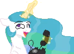 Size: 1104x800 | Tagged: safe, artist:anonymous, derpibooru import, princess celestia, pony, /mlp/, 4chan, amused, colored, cute, cutelestia, derp, dial telephone, drawthread, faic, female, majestic as fuck, mare, missing accessory, pixel art, prank call, simple background, solo, telephone box, transparent background, trollestia