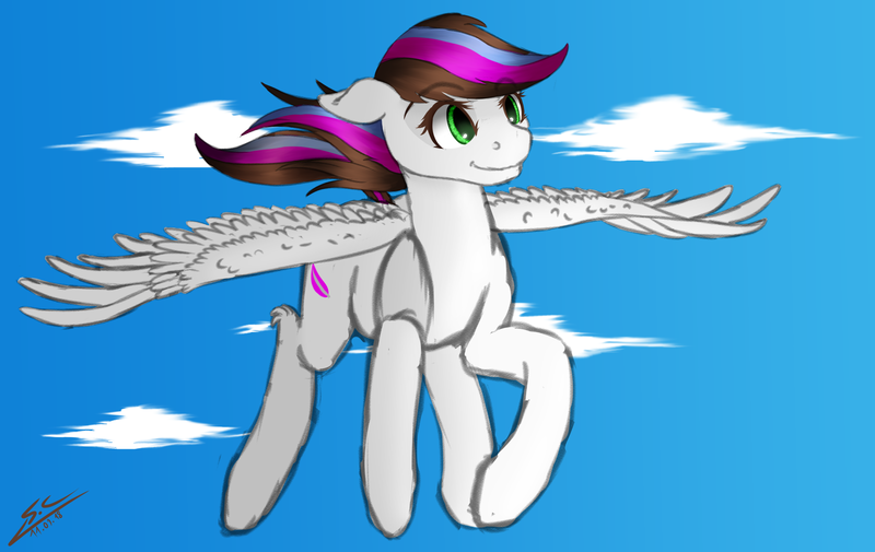 Size: 2556x1612 | Tagged: safe, artist:speed-chaser, derpibooru import, oc, oc:free spirit, unofficial characters only, pegasus, pony, female, flying, mare, solo