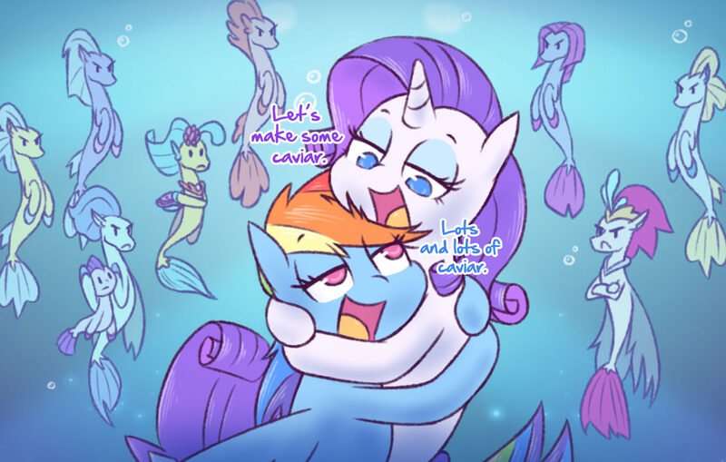 Size: 1318x838 | Tagged: angry, artist:raridashdoodles, caviar, covering ears, covering eyes, derpibooru import, female, haven bay, implied magical lesbian spawn, implied sex, lesbian, lewd, my little pony: the movie, princess skystar, queen novo, rainbow dash, raridash, rarity, salina blue, seaponified, seapony (g4), seapony rainbow dash, seapony rarity, sea poppy, shelly, shipping, species swap, suggestive, this will not end well