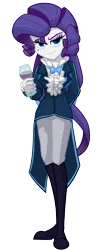 Size: 1225x3121 | Tagged: safe, artist:geraritydevillefort, derpibooru import, rarity, the count of monte rainbow, equestria girls, beauty mark, beverage, clothes, crossover, glass, looking at you, musical, rarifort, simple background, solo, the count of monte cristo, transparent background, villefort