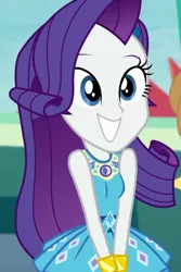 Size: 720x1080 | Tagged: safe, derpibooru import, screencap, rarity, equestria girls, equestria girls series, rollercoaster of friendship, cropped, cute, female, geode of shielding, magical geodes, raribetes, smiling, solo