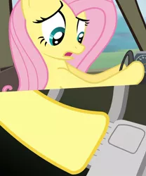 Size: 862x1035 | Tagged: semi-grimdark, artist:henryqwee, derpibooru import, fluttershy, pegasus, pony, brake failure, brakes, car, car accident, driving, female, mare, panel, panic, pedal, solo, stomp, stomping, this will end in death, this will end in tears, this will end in tears and/or death