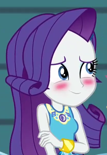 Size: 418x609 | Tagged: safe, derpibooru import, screencap, rarity, equestria girls, equestria girls series, rollercoaster of friendship, blushing, cropped, cute, female, geode of shielding, magical geodes, raribetes, smiling, solo