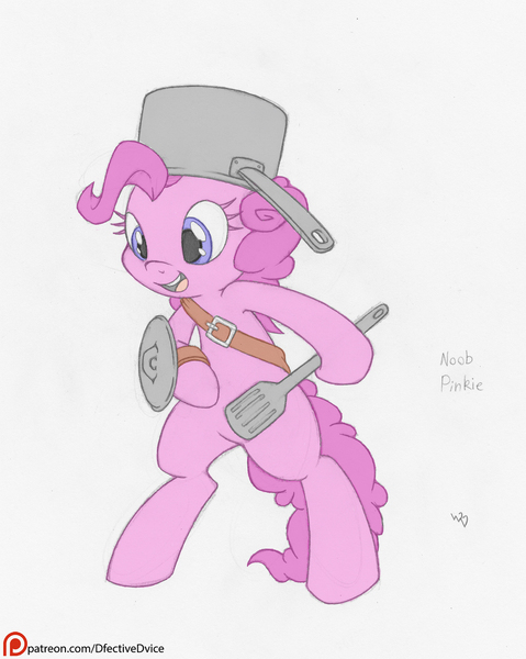 Size: 1024x1284 | Tagged: artist:dfectivedvice, colored, color edit, derpibooru import, edit, editor:punkamena, patreon, patreon logo, pinkie pie, rpg, safe, sketch, solo, traditional art