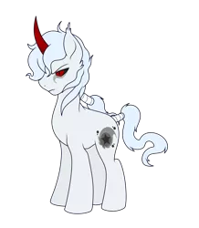 Size: 4541x5212 | Tagged: safe, artist:darkstorm mlp, derpibooru import, oc, oc:wishing star, unofficial characters only, pony, unicorn, absurd resolution, angry, fangs, male, original character do not steal, red horn, simple background, slit eyes, snake eyes, solo, stallion, tail wrap, transparent background, turned evil, white coat, white mane