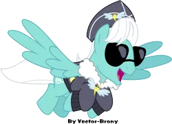 Size: 4080x2934 | Tagged: safe, artist:vector-brony, derpibooru import, commander easy glider, high note, pegasus, pony, testing testing 1-2-3, ancient wonderbolts uniform, background pony, clothes, fleece jacket, flying, hat, jacket, male, open mouth, signature, simple background, solo, stallion, sunglasses, transparent background, uniform, vector