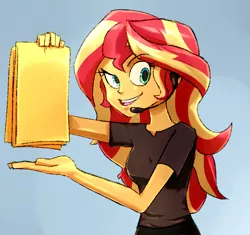 Size: 618x580 | Tagged: safe, alternate version, artist:manic-the-lad, derpibooru import, sunset shimmer, equestria girls, equestria girls series, a dash of everything, female, headset, meme, patreon, patreon logo, ponified meme, shamwow, solo, vince offer, watermark