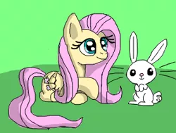 Size: 298x225 | Tagged: safe, artist:platinumdrop, derpibooru import, angel bunny, fluttershy, flockmod